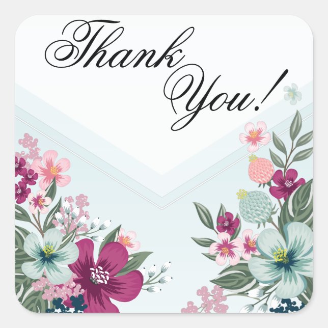 20 Stickers Merci Fleurs tropicales sur Blue Omb (Devant)