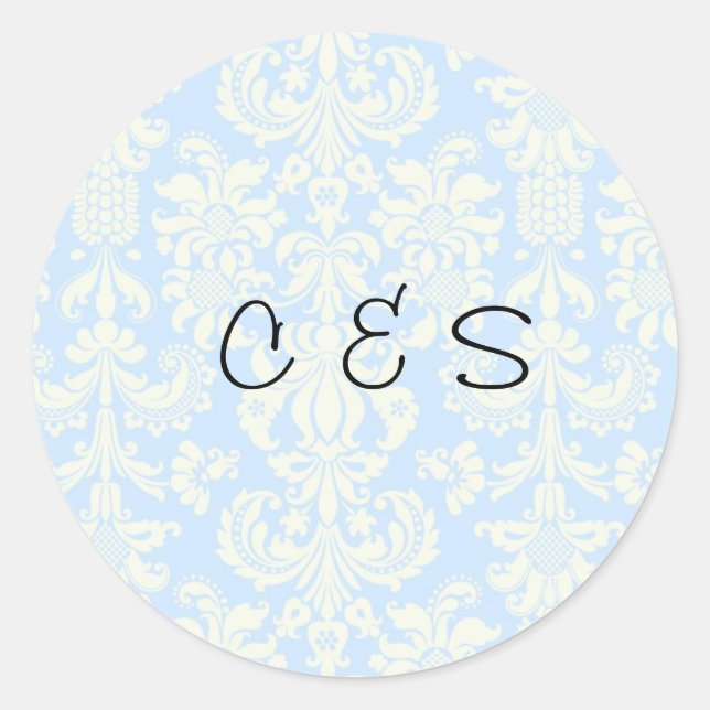 20 Stickers Privilèges Mariage damassé Bleu/Blanc (Devant)