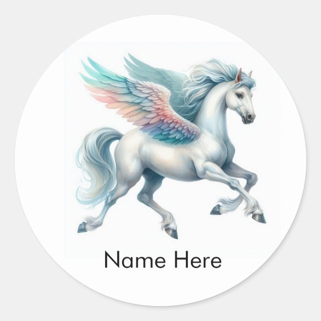 20 Stickers ronds Pegasus personnalisés (Devant)
