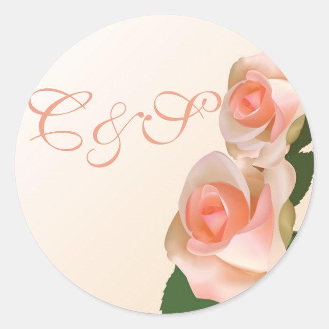 20 Stickers Rose rose Blush mariage favori (Devant)