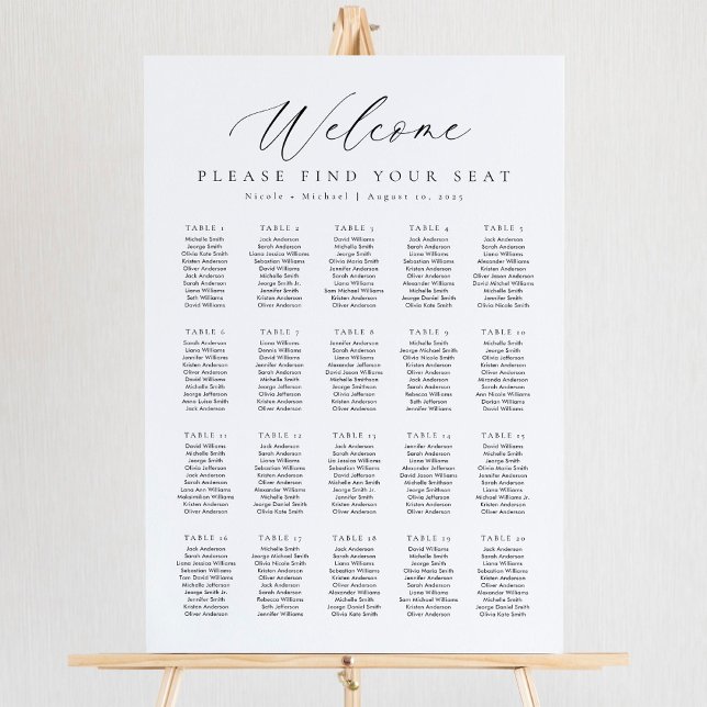 20 Tableaux Bienvenue Tableau des sièges (Créateur téléchargé)