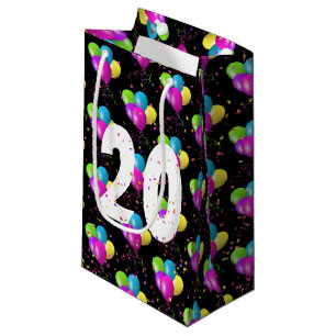 20e Anniversaire Ballons et Confetti Petit Sac Cad