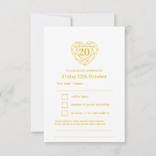 20e anniversaire de coeur d'or réponse RSVP