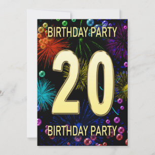 20e anniversaire Invitation fête feux d'artifice