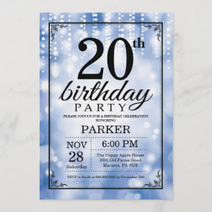 20e anniversaire Invitation Parties scintillant bl