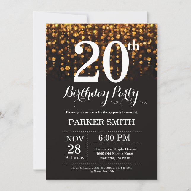 20e anniversaire Invitation Parties scintillant d' (Devant)