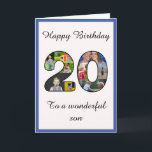 20e anniversaire Son Photo Collage Modèle<br><div class="desc">Célébrez le 20e anniversaire de votre fils, avec un collage photo spécial et unique qui vous est offert par "Photo and Montage World". Cette magnifique grande carte d'anniversaire pour ce fils spécial a les 20 faits de votre propre collage de photos de famille. Le modèle est conçu pour vous pour...</div>