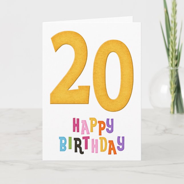 20e Joyeux Anniversaire Carte de voeux Design 1 (Devant)