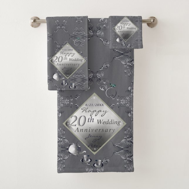 20e série de serviettes de bain en platine Emerald (En situation)