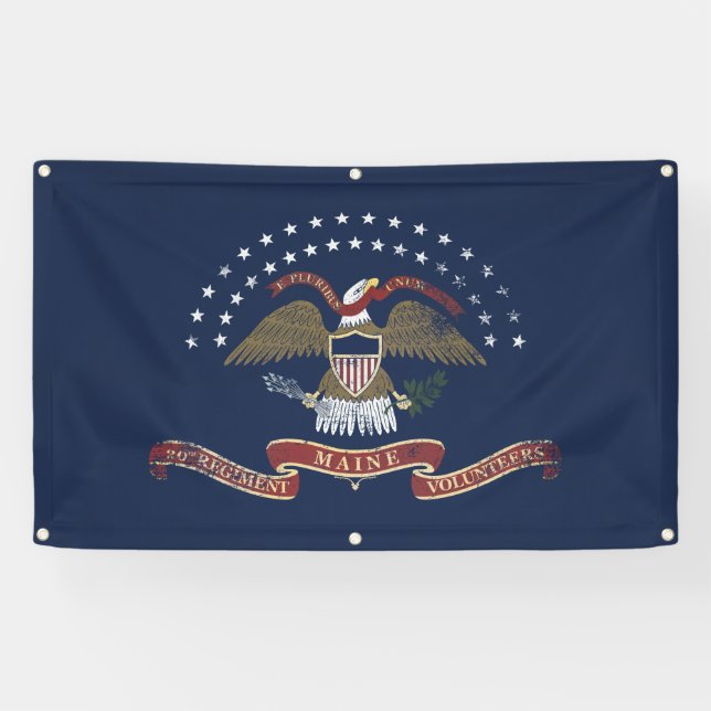 20ème Bannière de drapeau du Maine - cru affligé (Horizontal)