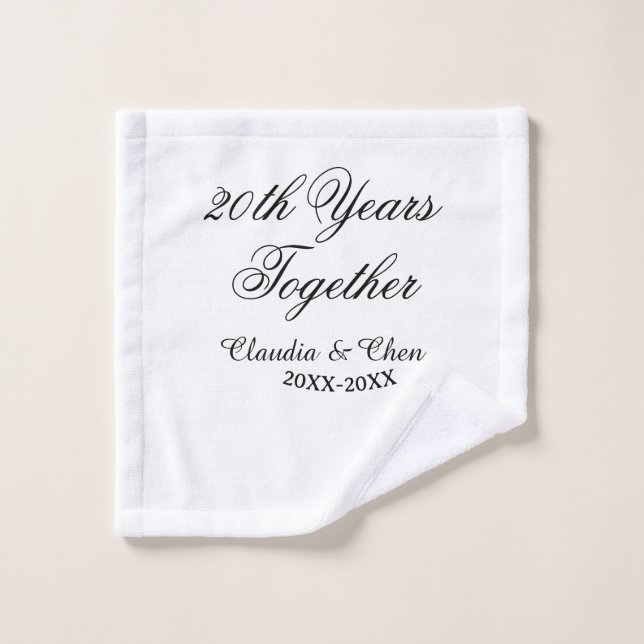 20th Years together anniversary name date year sim (Gant de toilette)