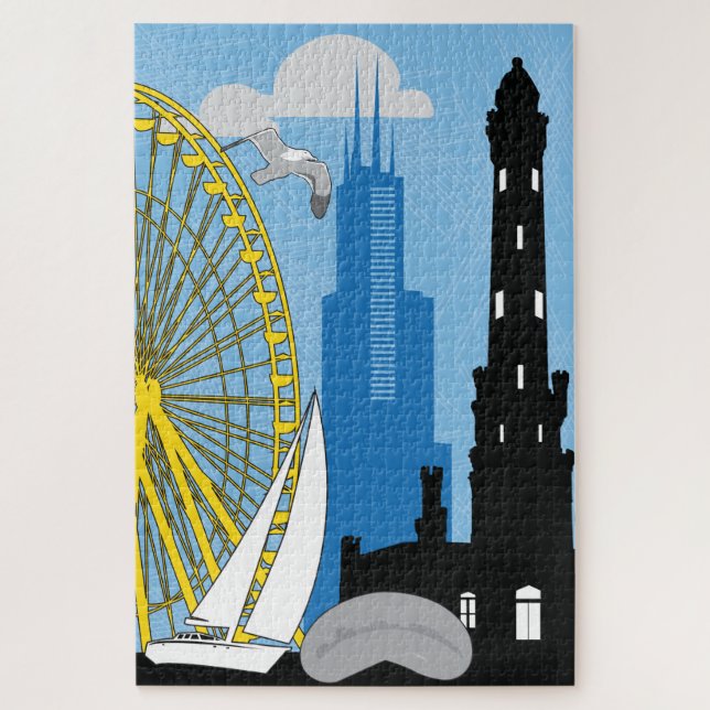 20x30 Chicago Skyline Puzzle pour les personnes av (Vertical)