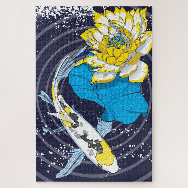 20x30 Koi et Lotus Puzzle pour les personnes aveug (Vertical)