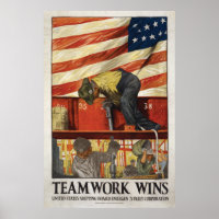 20x30 Le travail d'équipe gagne, affiche de motiva