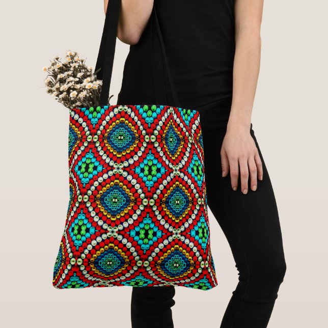 212 -Dotting bleu et rouge - Sac fourre-tout (De près)
