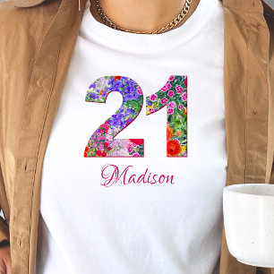21 ans fête fleurie design t-shirt