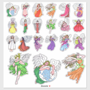 21 autocollants d'anges coupés en contour