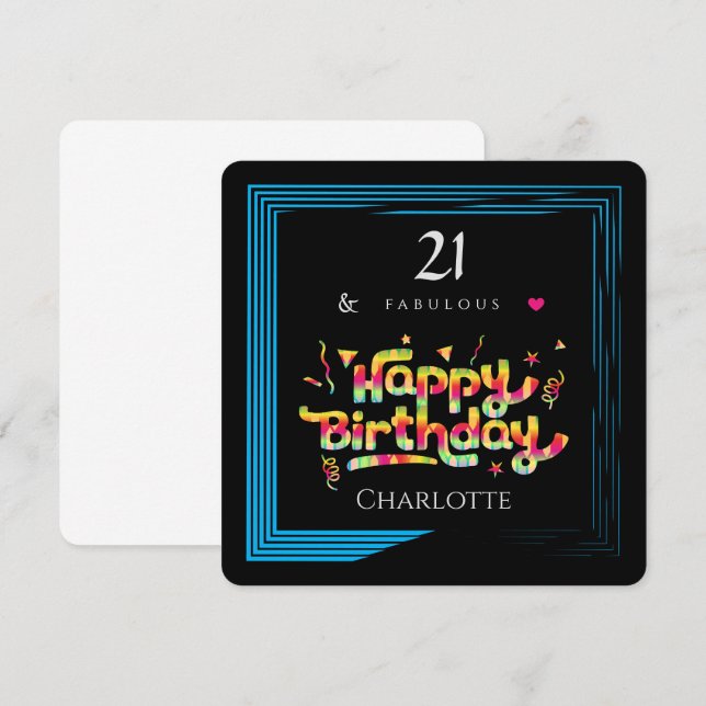 21 & Fabulous - Elégant Custom Happy Birthday (Devant / Derrière)