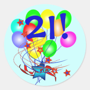 21! Ou N'Importe Quel Âge Ballons Stickers Rond An