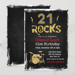 21 Rocks Rockstar Guitar 21e Invitation d'annivers