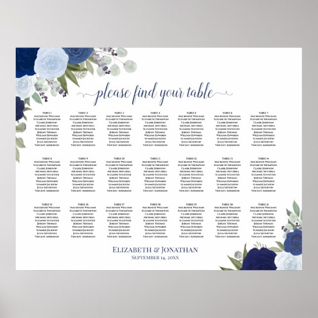 21 Tableau Boho bleu Mariage floral (Devant)