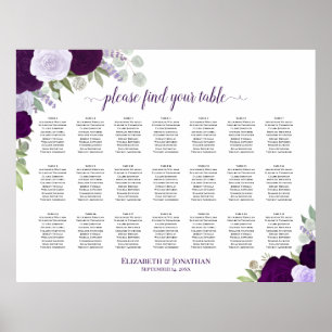21 Tableau Boho pourpre Mariage floral tableau