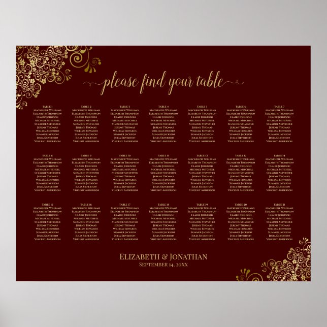 21 Tableau Mariage Sièges Auburn Gold Frills (Devant)