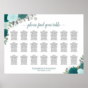 21 Tableau Turquoise Boho Floral Mariage Siège
