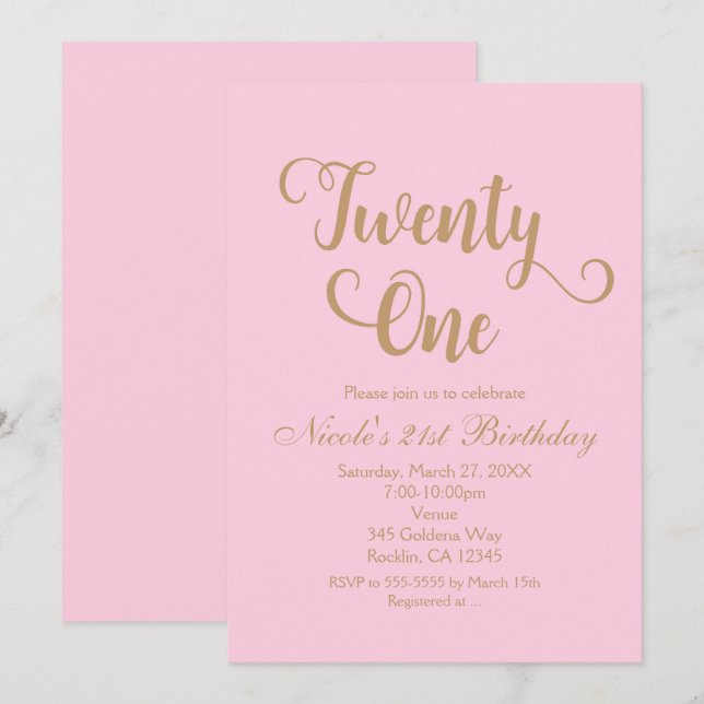 21 Vingt-et-un Invitations de fête d'anniversaire  (Devant / Derrière)