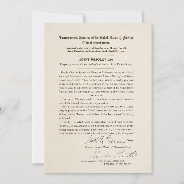 21e amendement constitutionnel mettant fin à l'int (Devant)