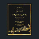 21e anniversaire Black gold music notes invitation<br><div class="desc">Une carte d'invitation branchée et moderne 21ème anniversaire pour hommes et femmes. Un arrière - plan noir classique, avec cadre faux or et notes de musique, lettres dorées. Modèles pour vos informations de fête. Retour : arrière - plan blanc. Conseil : Si vous ne voulez pas qu'il ressemble à une...</div>
