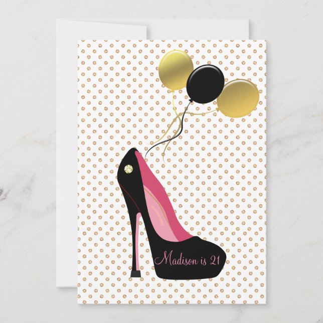 21e anniversaire Bling High Heels Invitation (Devant)