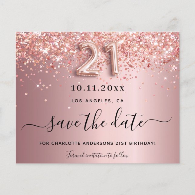 21e anniversaire blush rose enregistrer la carte d (Devant)