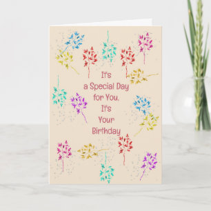 21e Anniversaire Carte avec Feuilles Plantes color