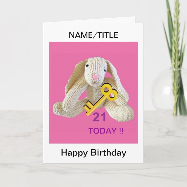 21e Anniversaire Carte lapin personnalisez le titr (Devant)
