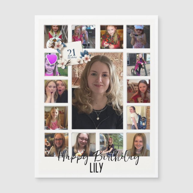 21e Anniversaire crème bleu fleur amande (Devant)