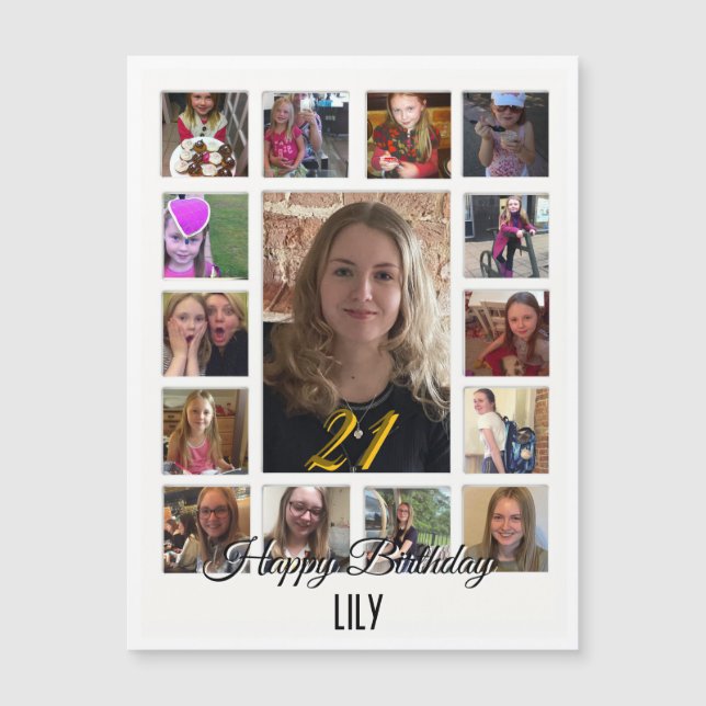 21e Anniversaire crème bleu fleur amande (Devant)