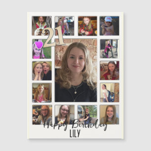 21e Anniversaire crème bleu fleur amande