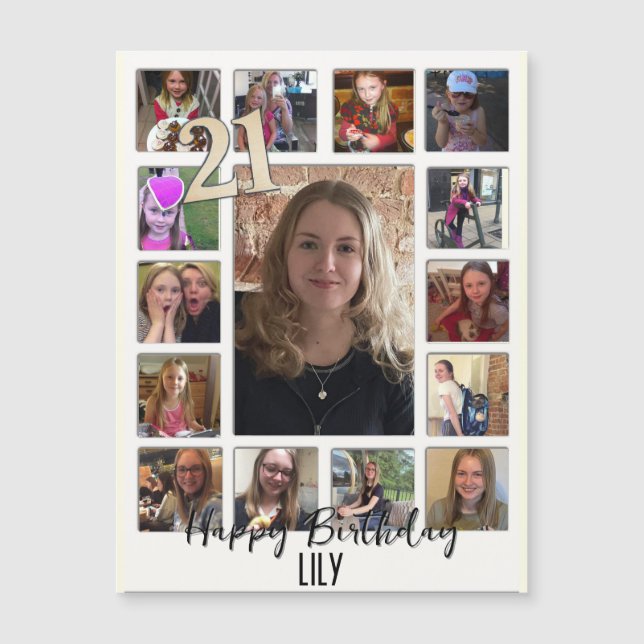 21e Anniversaire crème bleu fleur amande (Devant)