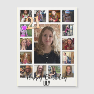 21e Anniversaire crème bleu fleur amande