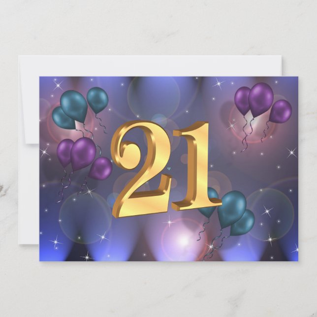 21e anniversaire de fête Invitation ballons (Devant)