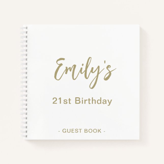 21e Anniversaire de la fête Livre d'invité | Blanc (Devant)