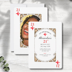 21e anniversaire Diamond Playing Card Invitation