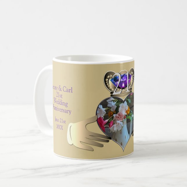 21e anniversaire du Mariage Claddaugh Iolite Mug (Devant gauche)