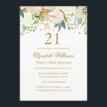 21e anniversaire Elegant or Floral Invitation<br><div class="desc">Plus d'invitations à fêtes florales dans le magasin Little Bayleigh!</div>