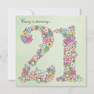 21e Anniversaire Fête Printemps Fleur Invitation p