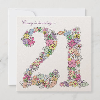 21e Anniversaire Fête Printemps Fleur Invitation p