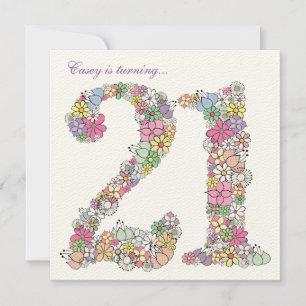 21e Anniversaire Fête Printemps Fleur Invitation p