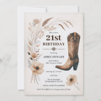 21e anniversaire Invitation Cowgirl