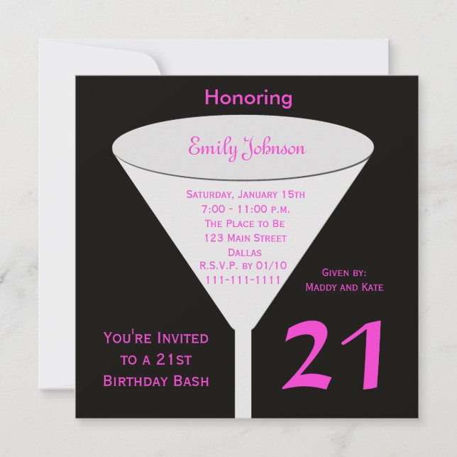 21e Anniversaire Invitation fête 21e Anniversaire  (Devant)